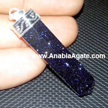 Blue Sunstone Cap Pencil Pendants - Exquisite Handcrafted Jewelry