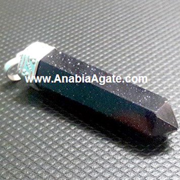 Blue Sunstone Cap Pencil Pendants - Exquisite Handcrafted Jewelry