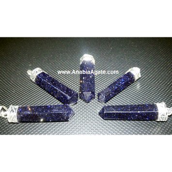 Blue Sunstone Cap Pencil Pendants - Exquisite Handcrafted Jewelry