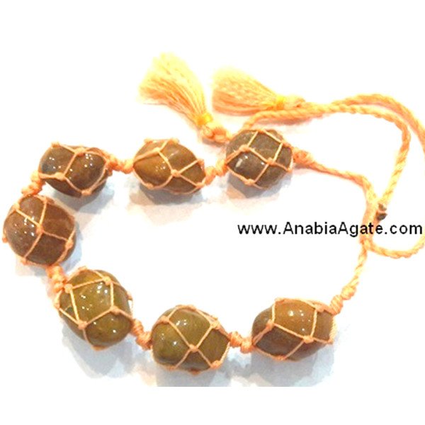Camel Agate Netted Tumble Bracelet - Natural Stone Jewelry