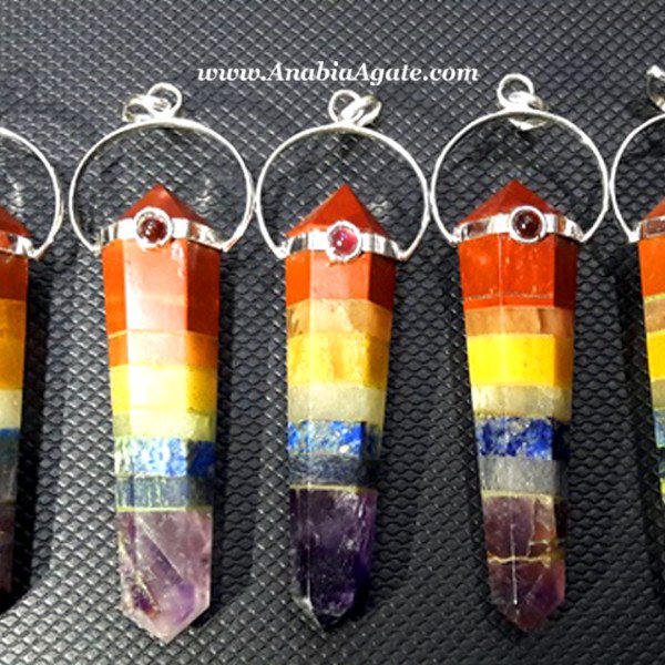Chakra Bonded Double Point Pencil Pendants - Chakra Jewelry Wholesale