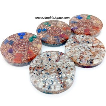 Chakra Orgone Flat Dome with Copper Coil - Harmonize Your Space