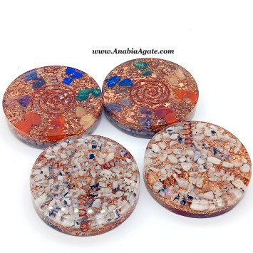 Chakra Orgone Flat Dome with Copper Coil - Harmonize Your Space