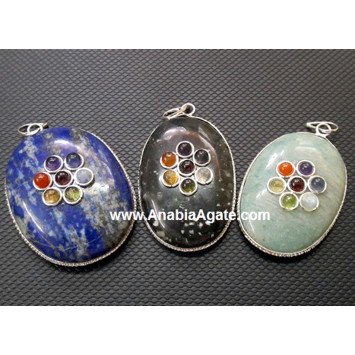 Chakra Oval Pendants - Mix Gemstones