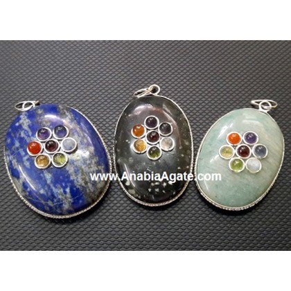 Chakra Oval Pendants - Mix Gemstones