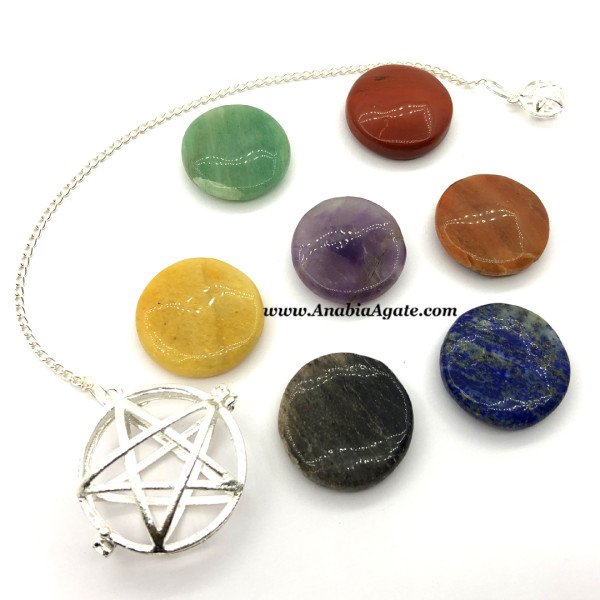 Chakra Pentagram Cage Pendulum with Chakra Discs - Energize Your Spiritual Practice