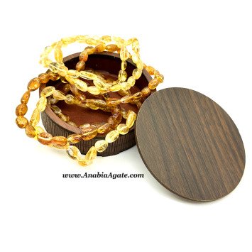 Citrine Beads Bracelet Set with Elegant Box