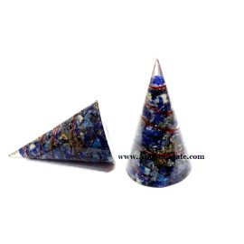 Lapis Lazuli Copper Wire Wrapped Orgone Cones - 80mm