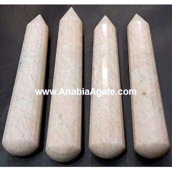 Cream Moonstone 16 Facet Massage Wand - Natural Healing & Relaxation