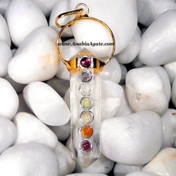 Crystal Quartz Double Point Chakra Pencil Pendant - Natural Healing Stone Jewelry