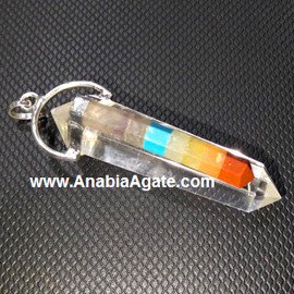 Crystal Quartz Double Point Pencil Pendant with Chakra Bonded Pencil | Spiritual Jewelry