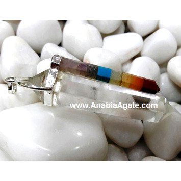 Crystal Quartz Double Point Pencil Pendant with Chakra Bonded Pencil | Spiritual Jewelry