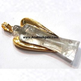 Crystal Quartz Electroplated Angel Pendants - Unique Healing Jewelry