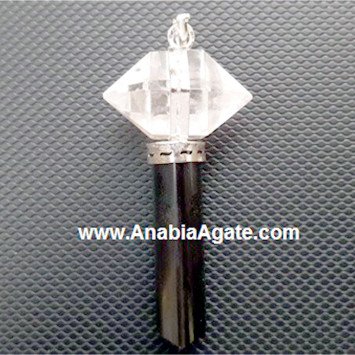 Crystal Quartz Herkimer With Black Tourmaline Pencil Pendant