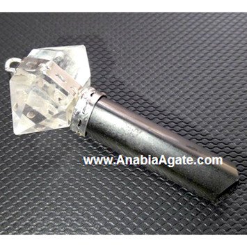 Crystal Quartz Herkimer With Black Tourmaline Pencil Pendant