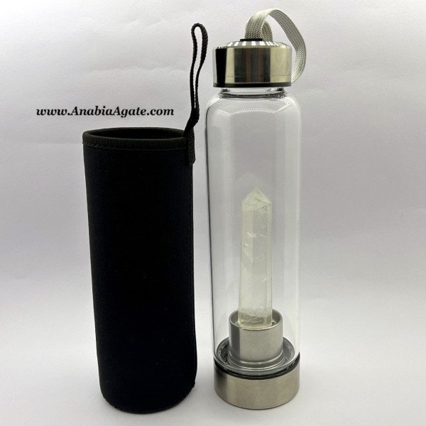 Crystal Quartz Obelisk Infused Water Bottle - Enhance Your Hydration Experience