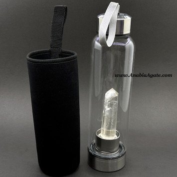 Crystal Quartz Obelisk Infused Water Bottle - Enhance Your Hydration Experience