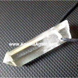 Crystal Quartz Raw Pencil Pendant With Cord