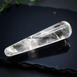 Crystal Quartz Smooth Massage Wand for Healing and Relaxation