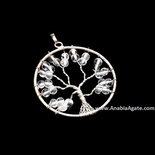 Crystal Quartz Tree of Life Pendant | Unique Gemstone Jewelry
