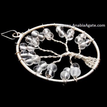 Crystal Quartz Tree of Life Pendant | Unique Gemstone Jewelry