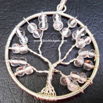 Crystal Quartz Tree of Life Pendant | Unique Gemstone Jewelry