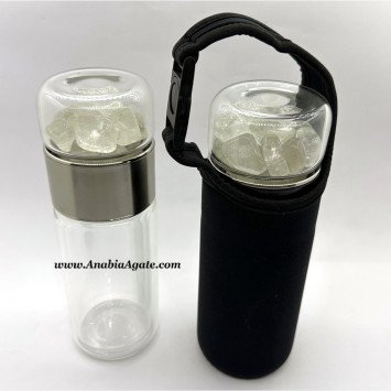 Crystal Quartz Tumble Stone Water Bottle - Energize Your Water in Style