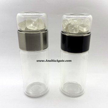 Crystal Quartz Tumble Stone Water Bottle - Energize Your Water in Style