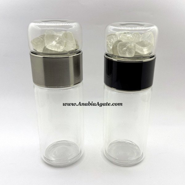 Crystal Quartz Tumble Stone Water Bottle - Energize Your Water in Style