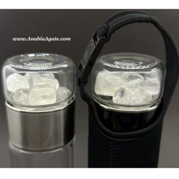 Crystal Quartz Tumble Stone Water Bottle - Energize Your Water in Style