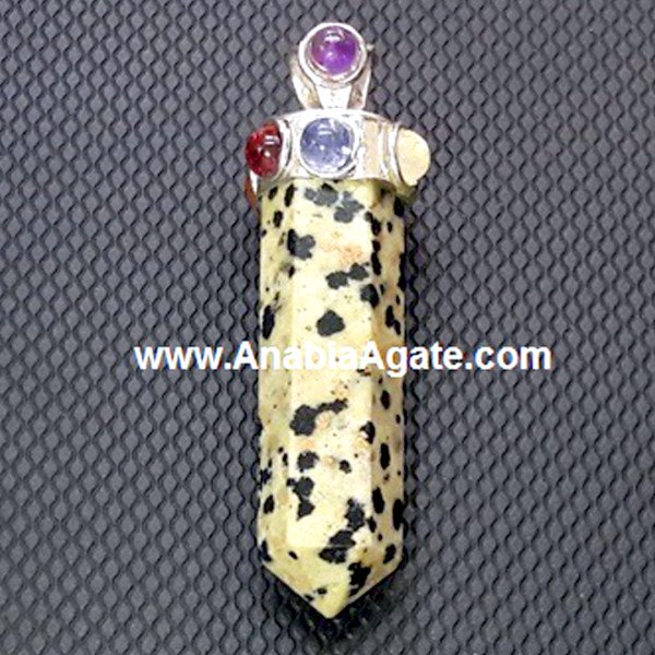 Dalmatian Jasper Chakra Pencil Pendant - Balance and Harmony