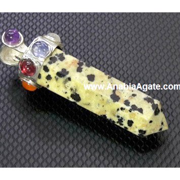 Dalmatian Jasper Chakra Pencil Pendant - Balance and Harmony