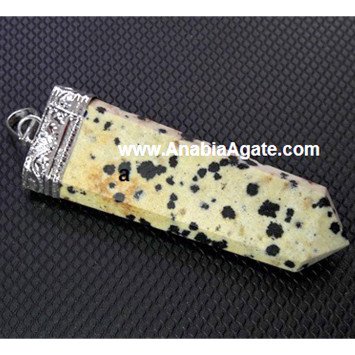 Dalmatian Jasper Flat Stick Pendant - Unique Natural Stone Jewelry
