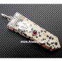Dalmatian Jasper Flat Stick Pendant With Garnet - Natural Stone Jewelry