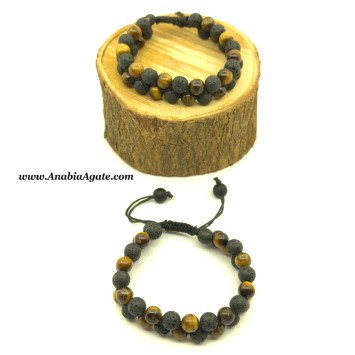 Double Layer Lava Stone & Tiger Eye Power Bracelet