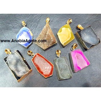 Dyed Agate Druzy Pendants - Handcrafted Jewelry
