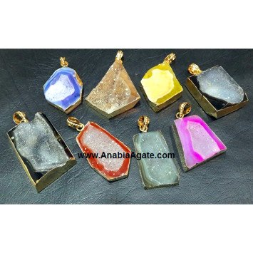 Dyed Agate Druzy Pendants - Handcrafted Jewelry