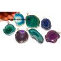 Dyed Agate Slice Silver Electroplated Pendants - Unique Jewelry Pieces