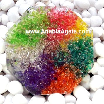 Dyed Chakra Orgone Octagon Vastu Plate - Harmonize Your Space