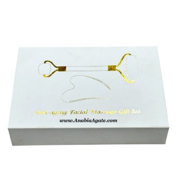 AAA Quality Amethyst Face Massage Roller & Gua Sha Set With Elegant Box