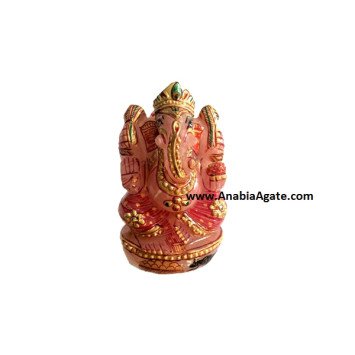 Handcrafted Rose Quartz Ganesha Idol - Beautiful Home Decor