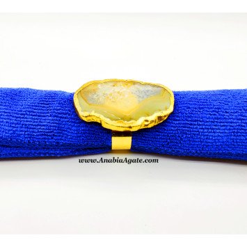Golden Electroplated Coaster Slice Finger Rings – Unique Gemstone Jewelry