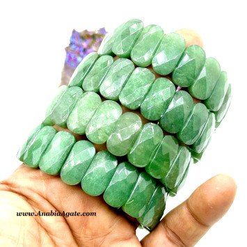 Green Aventurine Diamond Cut Bracelet - Elegant Gemstone Jewelry