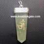 Green Aventurine Engraved OM Flat Stick Pendant | Handcrafted Gemstone Jewelry