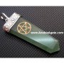 Green Aventurine Engraved Star Flat Stick Pendant - Natural Gemstone Jewelry