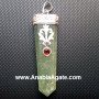 Green Aventurine Flat Stick Pendant with Garnet - Handcrafted Jewelry