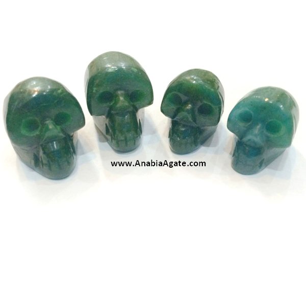 Green Aventurine Skulls - Handcrafted Gemstone Skulls
