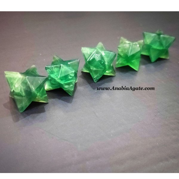 Green Fluorite Merkaba Stars - Healing Crystal Energy