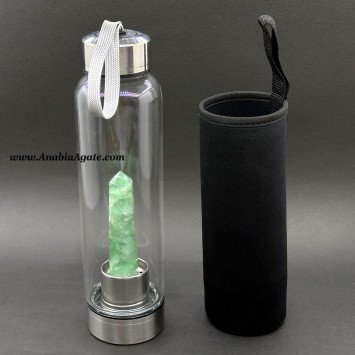 Green Fluorite Obelisk Infused Water Bottle - Crystal Healing Wellness