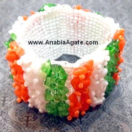 Indian Tricolour Gemstone Wristband - Show Your Patriotism in Style